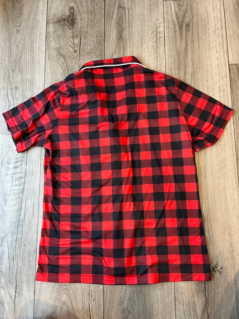 Women’s Red Black Buffalo Plaid Pajama Set Short Sleeve Shorts
